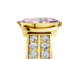 Yellow gold Fancy Pink Marquise  Brilliant Diamond Channel Set Wide Band Ring with Bezel Setting_26