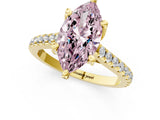Yellow gold Fancy Pink Marquise  Brilliant Diamond Solitaire with Pavé Band and Four-Prong Setting 1