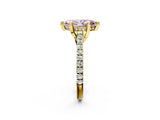 Yellow gold Fancy Pink Marquise  Brilliant Diamond Solitaire with Pavé Band and Four-Prong Setting 2