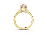 Yellow gold Fancy Pink Marquise  Brilliant Diamond Solitaire with Pavé Band and Four-Prong Setting 3