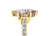 Yellow gold Fancy Pink Marquise  Brilliant Diamond Solitaire with Pavé Band and Four-Prong Setting 5