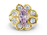 Yellow gold Fancy Pink Marquise  Brilliant Flower Halo Diamond Split Shank Ring_69