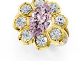 Yellow gold Fancy Pink Marquise  Brilliant Flower Halo Diamond Split Shank Ring_70