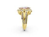 Yellow gold Fancy Pink Marquise  Brilliant Flower Halo Diamond Split Shank Ring_71