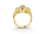Yellow gold Fancy Pink Marquise  Brilliant Flower Halo Diamond Split Shank Ring_72