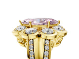 Yellow gold Fancy Pink Marquise  Brilliant Flower Halo Diamond Split Shank Ring_74