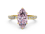 Yellow gold Fancy Pink Marquise  Brilliant Pavé Band Solitaire with Four-Prong Setting_58