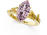 Yellow gold Fancy Pink Marquise  Brilliant Solitaire with Leaf Motif Band and Four-Prong Setting_65