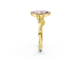 Yellow gold Fancy Pink Marquise  Brilliant Solitaire with Leaf Motif Band and Four-Prong Setting_66