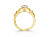 Yellow gold Fancy Pink Marquise  Brilliant Solitaire with Leaf Motif Band and Four-Prong Setting_67