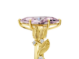 Yellow gold Fancy Pink Marquise  Brilliant Solitaire with Leaf Motif Band and Four-Prong Setting_69