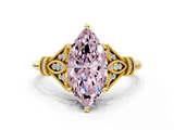 Yellow gold Fancy Pink Marquise  Brilliant Solitaire with Pave Band and Four-Prong Setting_20