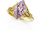 Yellow gold Fancy Pink Marquise  Brilliant Solitaire with Pave Band and Four-Prong Setting_21