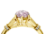 Yellow gold Fancy Pink Marquise  Brilliant Solitaire with Pave Band and Four-Prong Setting_24