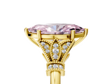 Yellow gold Fancy Pink Marquise  Brilliant Solitaire with Pave Band and Four-Prong Setting_25