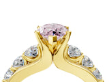 Yellow gold Fancy Pink Marquise  Brilliant Solitaire with Side Stones on a Pave Band and Four-Prong Setting_28