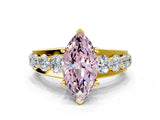 Yellow gold Fancy Pink Marquise  Brilliant Solitaire with Side Stones on a Pave Band and Four-Prong Setting_54