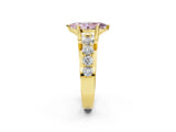 Yellow gold Fancy Pink Marquise  Brilliant Solitaire with Side Stones on a Pave Band and Four-Prong Setting_56