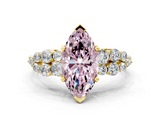 Yellow gold Fancy Pink Marquise  Cluster Diamond Engagement Ring with Pavé Band and Four-Prong Setting_32