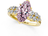 Yellow gold Fancy Pink Marquise  Cluster Diamond Engagement Ring with Pavé Band and Four-Prong Setting_33