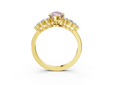 Yellow gold Fancy Pink Marquise  Cluster Diamond Engagement Ring with Pavé Band and Four-Prong Setting_35