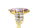 Yellow gold Fancy Pink Marquise  Cluster Diamond Engagement Ring with Pavé Band and Four-Prong Setting_37