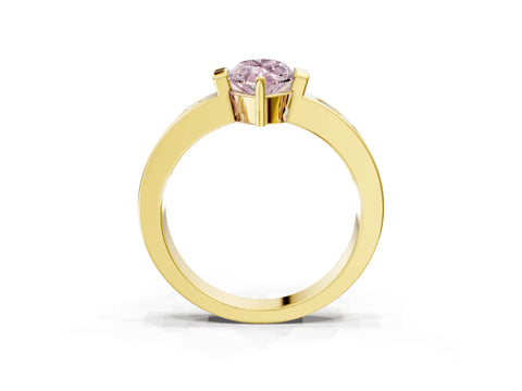 Yellow gold Fancy Pink Marquise Cut Brilliant Channel-Set Diamond Ring with Bezel Prong Setting_3