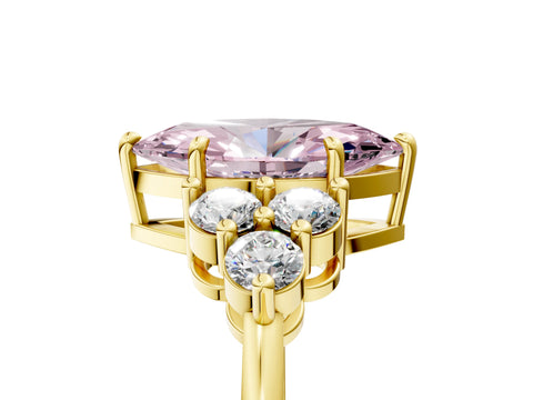 Yellow gold Fancy Pink Marquise Cut Brilliant Diamond Cluster Accent Solitaire Ring with Prong Setting_5