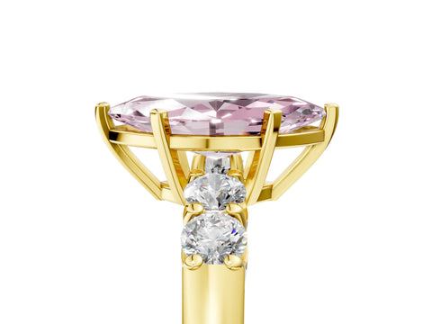 Yellow gold Fancy Pink Marquise Cut Brilliant Diamond Five-Stone Engagement Ring with Prong Setting on a Classic Band_8