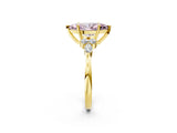 Yellow gold Fancy Pink Marquise Cut Brilliant Diamond Solitaire Ring with Pear Side Stones and Four-Prong Setting_5