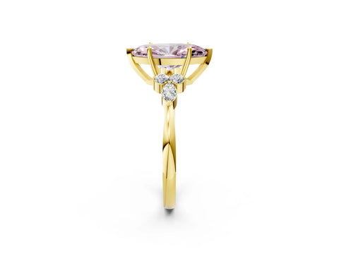 Yellow gold Fancy Pink Marquise Cut Brilliant Diamond Solitaire Ring with Pear Side Stones and Four-Prong Setting_5