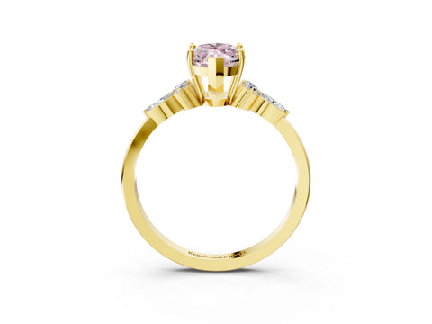 Yellow gold Fancy Pink Marquise Cut Brilliant Diamond Solitaire Ring with Pear Side Stones and Four-Prong Setting_6