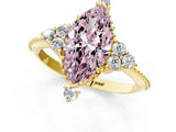 Yellow gold Fancy Pink Marquise Cut Brilliant Diamond with Cluster Setting on a Beaded Band and Four-Prong Setting_1