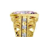 Yellow gold Fancy Pink Marquise Cut Brilliant Milgrain Filigree Diamond Ring with Square Prong Setting_17
