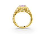 Yellow gold Fancy Pink Marquise Cut Brilliant Milgrain Filigree Diamond Ring with Square Prong Setting_21