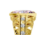 Yellow gold Fancy Pink Marquise Cut Brilliant Milgrain Filigree Diamond Ring with Square Prong Setting_23