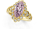 Yellow gold Fancy Pink Marquise Cut Brilliant Milgrain Pave Heart Band Solitaire Ring_1