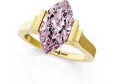 Yellow gold Fancy Pink Marquise Cut Brilliant Solitaire Diamond Ring with Channel Set Band and Bar Prong Setting_13