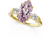 Yellow gold Fancy Pink Marquise Cut Brilliant Three-Stone Pave Band with Four-Prong Setting_1