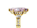 Yellow gold Fancy Pink Marquise Cut Brilliant Three-Stone Pave Band with Four-Prong Setting_5