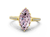 Yellow gold Fancy Pink Marquise  Cut Cathedral Pave Diamond Engagement Ring with Six-Prong Setting_33
