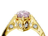 Yellow gold Fancy Pink Marquise  Cut Cathedral Pave Diamond Engagement Ring with Six-Prong Setting_37