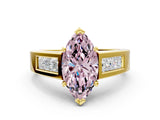 Yellow gold Fancy Pink Marquise Cut Cut Channel Set Solitaire Ring with Four-Prong Setting