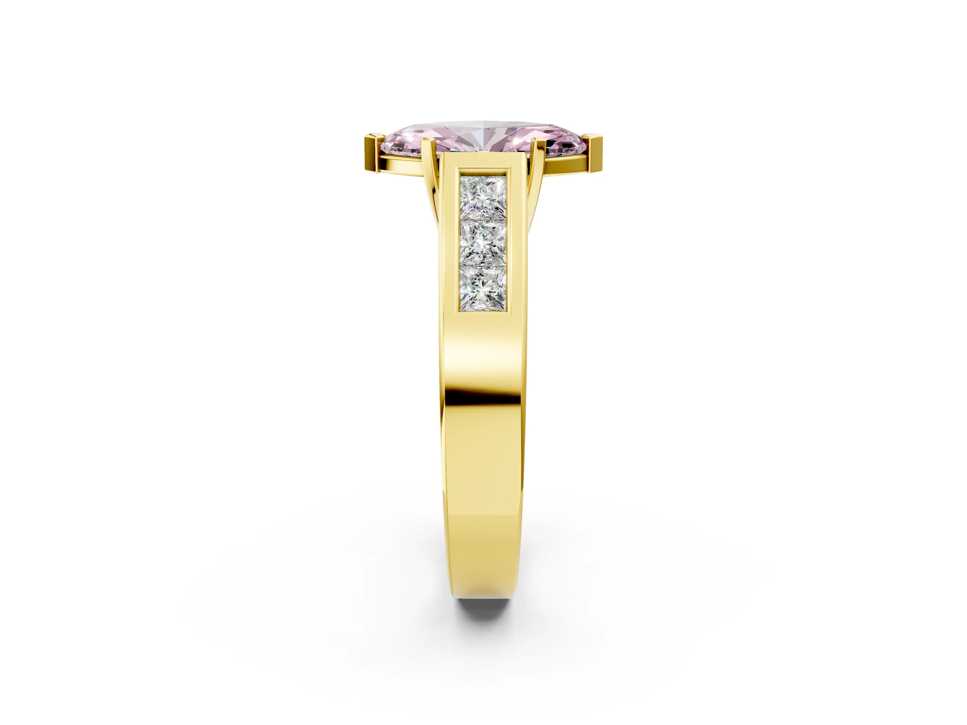 Yellow gold Fancy Pink Marquise Cut Cut Channel Set Solitaire Ring with Four-Prong Setting_2