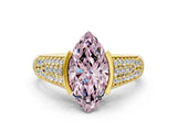 Yellow gold Fancy Pink Marquise Cut Cut Diamond Channel Set Pave Band with Tension Prong Setting