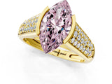 Yellow gold Fancy Pink Marquise Cut Cut Diamond Channel Set Pave Band with Tension Prong Setting_1