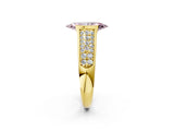 Yellow gold Fancy Pink Marquise Cut Cut Diamond Channel Set Pave Band with Tension Prong Setting_2