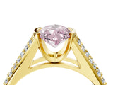 Yellow gold Fancy Pink Marquise Cut Cut Diamond Channel Set Pave Band with Tension Prong Setting_4