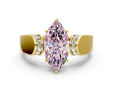 Yellow gold Fancy Pink Marquise Cut Cut Diamond Channel Set Solitaire Ring with Four-Prong Setting