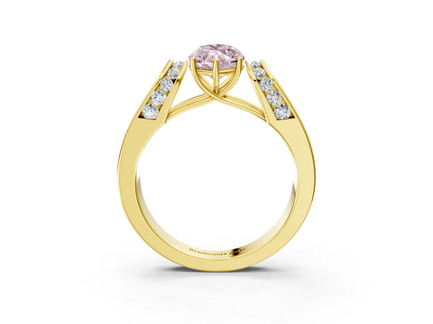 Yellow gold Fancy Pink Marquise Cut Cut Diamond Channel Set Solitaire Ring with Four-Prong Setting_3